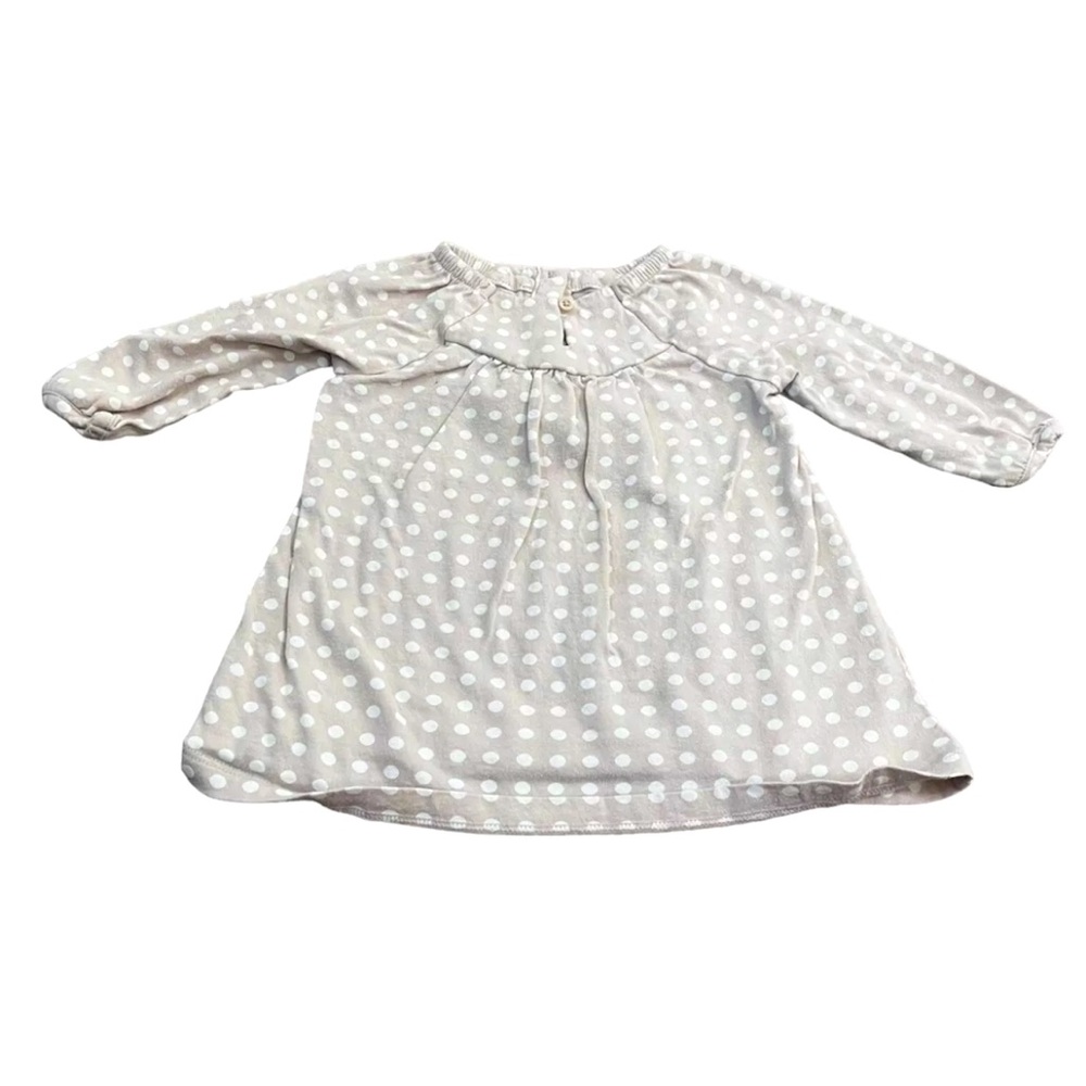 Baby GAP Dress, Size 3-6 Months, Pale Pink With White Polka Dots, Long Sleeve